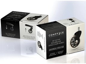 Kancelárske kolieska Conffice, 5 ks, číra