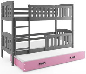 Interbeds Poschodová posteľ Kubus grafit rozkladacia s matracom 190cm x 90cm - ružová