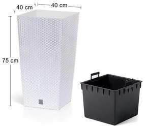 Vysoký plastový kvetináč DRTS400 40 cm - biela