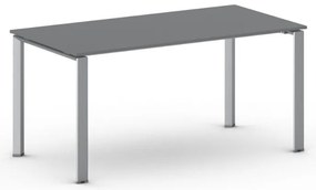 Rokovací kancelársky stôl PRIMO INFINITY, 160x80 cm, sivostrieborná podnož, grafit