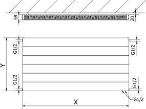 Mexen, Mexen Line CVL11 panelový radiátor 600 x 1200 mm, spodné pripojenie, 940 W, biely - W611L-060-120-00