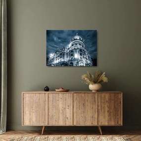 Sklenený obraz architektúry v tme (70x50 cm)
