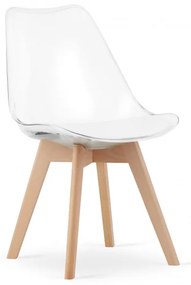Jedálenská stolička MARK - priehľadná (hnedé nohy)