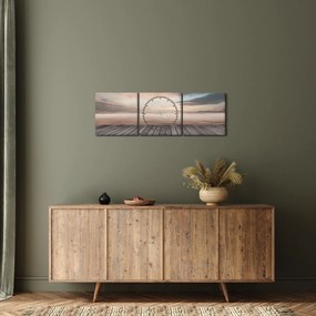 Obraz - Mólo pri západe slnka (s hodinami) (90x30 cm)