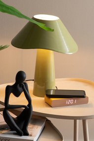 Budík Retro Flat LED, zelený, s indukčným nabíjaním