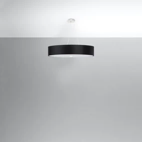 Závesné svietidlo Skala, 1x čierne textilné tienidlo, (biele sklo), (fi 70 cm)