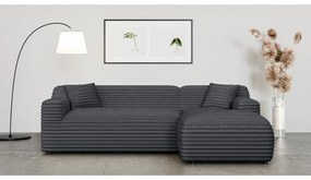 Tmavosivá menčestrová rohová pohovka (pravý roh/s leňoškou) Martin – Ropez