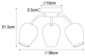 Klasické stropné svietidlo zlaté so sklom 3-svetlo - Elien