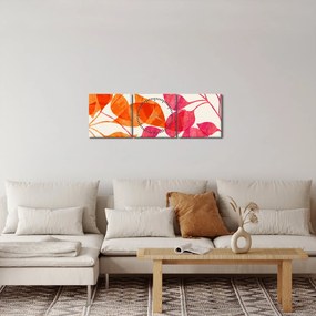 Obraz - Oranžové lístie (s hodinami) (90x30 cm)