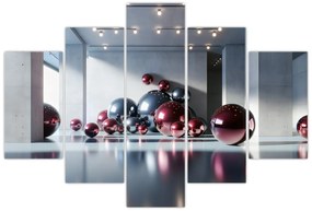 Obraz - 3D priestor s guľami II. (150x105 cm)