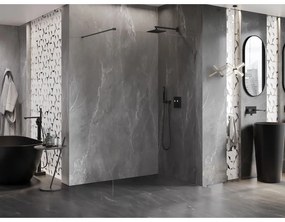 Mexen Lunar, sprchová stena pravá 80 x 200 cm, priehľadná 8 mm, grafitová, 830-080-000-95-00-P