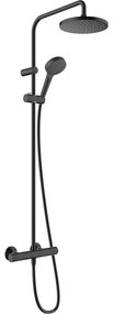 HANSGROHE Vernis Blend Showerpipe nástenný sprchový systém s termostatom, horná sprcha 1jet priemer 205 mm, ručná sprcha 2jet, matná čierna, 26276670
