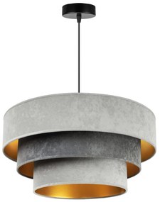 Závesné svietidlo Mediolan, 1x svetlošedé/šedé/zlaté textilné tienidlo (výber z 2 farieb konštrukcie)