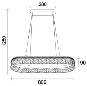 LED stmievateľný krištáľový luster na lanku THALIA LED/50W/230V 3000-6000K + diaľkový ovládač