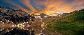 Obraz - Odraz v horskom jazere (120x50 cm)