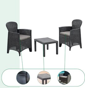 Záhradný set AKITA, 3-dielny, antracitová I.P.A.E-Progarden
