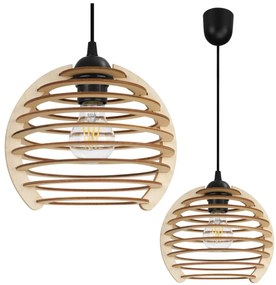 Závesné svietidlo Timber, 1x drevené tienidlo, lp, n