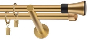 Dekorstudio Garniža dvojradová VASE zlatá 19mm Dĺžka: 120cm, Typ uchytenia: Držiak dvojitý otvorený, Typ príslušenstva: Krúžky tiché so štipcami