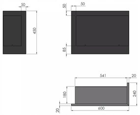 InFire - Rohový BIO krb 45x60 cm 3kW čierna