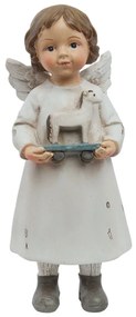 Biely anjelik s koníkom - 6 * 5 * 14 cm