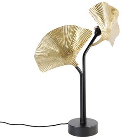 Orientálna stolná lampa mosadz s čiernou 2-svetlo - Louka