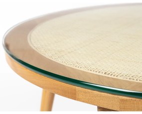 Sklenený okrúhly konferenčný stolík v prírodnej farbe ø 70 cm Haru – White Label