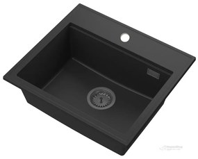 Gamma Modern 5055, 1-komorový granitový drez 560x500x210 mm, čierna, GMA-ZM-55-BK
