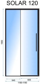 Rea Solar Black, posuvné sprchové dvere 120 x 195 cm, 6mm číre sklo, čierny profil, REA-K6312