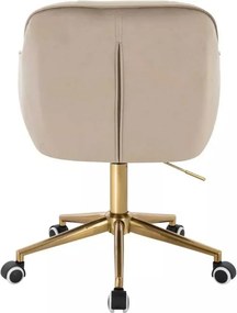 LuxuryForm DESIGN Stolička AVOLA VELUR na zlatej podstave s kolieskami - latte