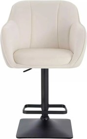 LuxuryForm DESIGN Barová stolička AVOLA VELUR na čiernej hranatej podstave - biela