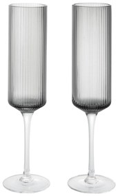 Ferm Living Poháre Ripple Champagne Smoked Grey – set 2 ks