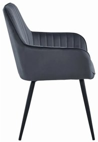 Jedálenský set 1+4, biely stôl v dekore dub sonoma MADO 120x80cm a sivá zamatová stolička SOLDEN