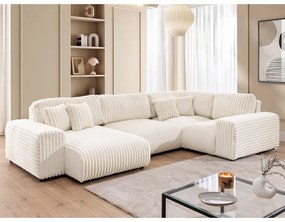 Krémová menčestrová rohová pohovka (pravý roh/do tvaru "U") Justin – Ropez