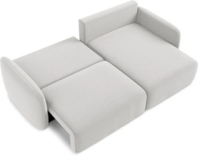 Svetlosivá zamatová rozkladacia/s úložným priestorom rohová pohovka (pravý roh/s leňoškou) Kalena – Makamii