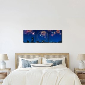 Obraz - Ohňostroj v Miami (s hodinami) (90x30 cm)