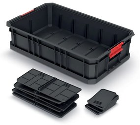 Prepravný box C, 52 × 32,7 × 12,5 cm, prepážky, čierna