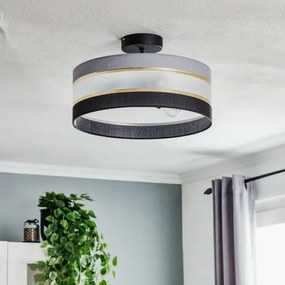 Luster na tyči HELEN 3xE27/15W/230V čierna/šedá/zlatá