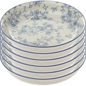 Súprava 6 hlbokých tanierov Nežné kvety 20 cm, modrá