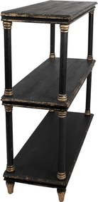 Čierno-zlatý antik drevený konzolový stolík / regál Bookrino - 110*40*113 cm
