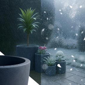 Sada 4 ks kvetináčov 1 round - antracitová