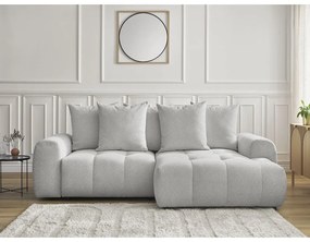 Svetlosivá ženilková rozkladacia/s úložným priestorom rohová pohovka (pravý roh/s leňoškou) Roxelane – Bobochic Paris