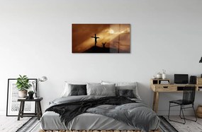 Sklenený obraz Jesus Cross Light 125x50 cm