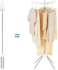 Sušiak na bielizeň, s 3 otočnými ramenami, na 27 ks oblečenia, výška 151,5 cm, biely