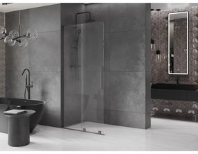 Mexen Velar L, posuvná sprchová zástena Walk-in 120 x 200 cm, 8mm číre sklo, brúsený grafit, 871-120-003-03-95