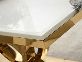 Mramorový jedálenský stôl LUMEN 200 biely mramor + zlatá podnož