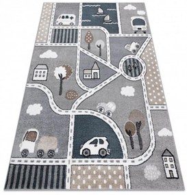 Detský kusový koberec Ulice v meste sivý 80x150cm