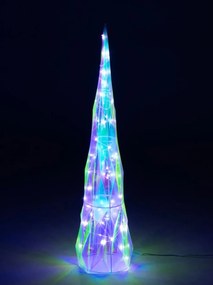 Kúzelná LED dekorácia v stromčeku diamantu Dúhová strieborná J-line – 17*17*80 cm
