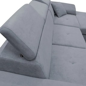 Rozkladacia rohová sedacia súprava CASTELO do tvaru L s úložným priestorom, pravá, tmavosivá