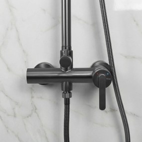 Rea Ontario, sprchový set nástenný s dažďovou sprchou, grafitová matná, REA-P9495