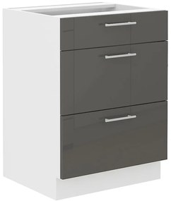 Kuchynská skrinka Lara 60d 3s Bb Mdf Šedá lesk